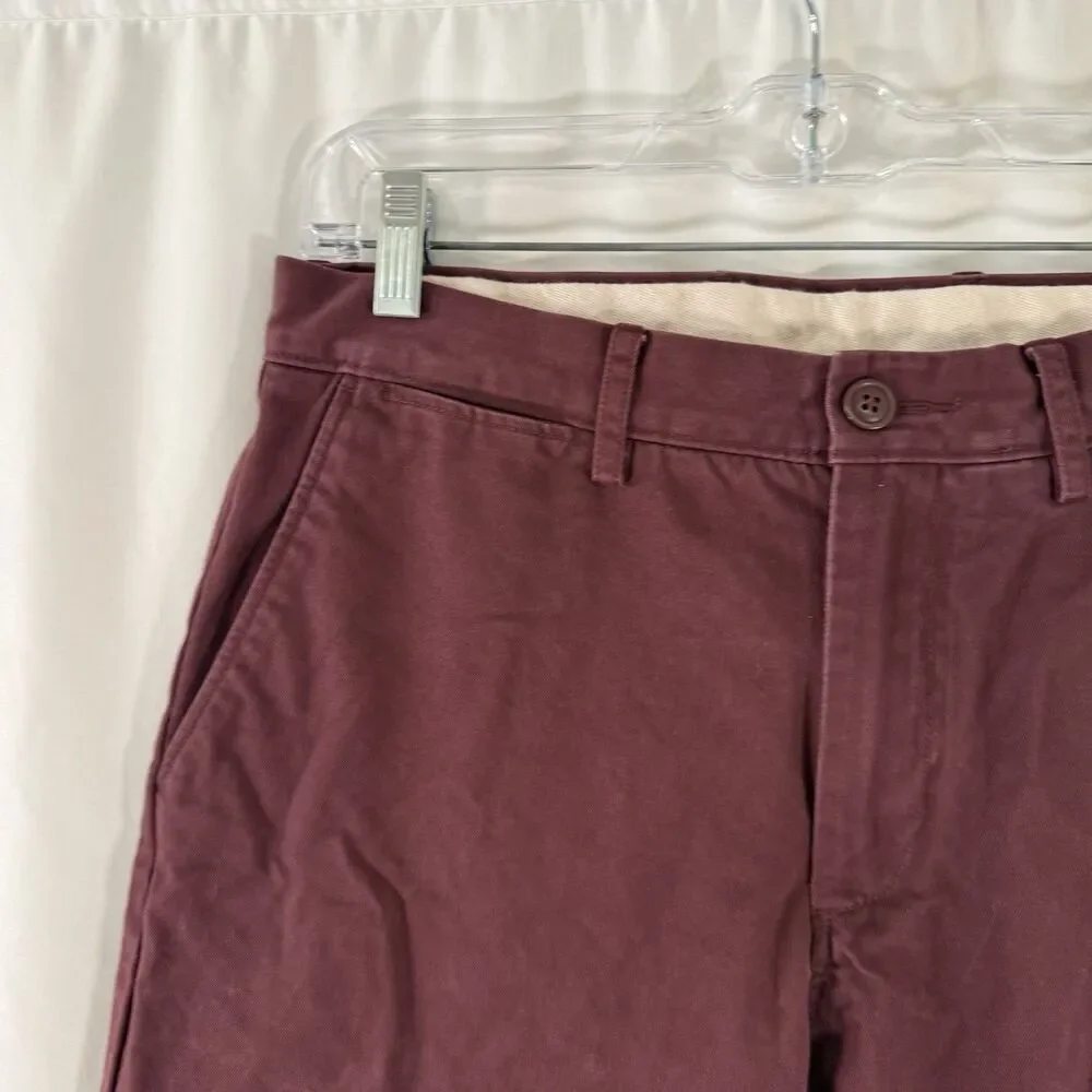 J. Crew Broken In Urban Slim Chino Pants Men's 31x30 Burgundy Flat Front